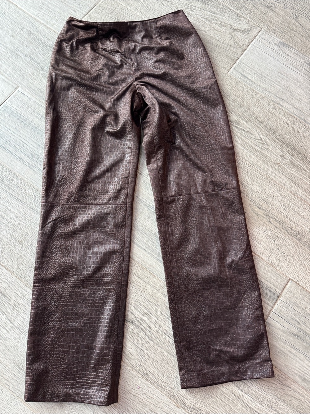 Rimini by Shaw Y2K Faux Snakeskin/Crocodile Pants in Dark Brown